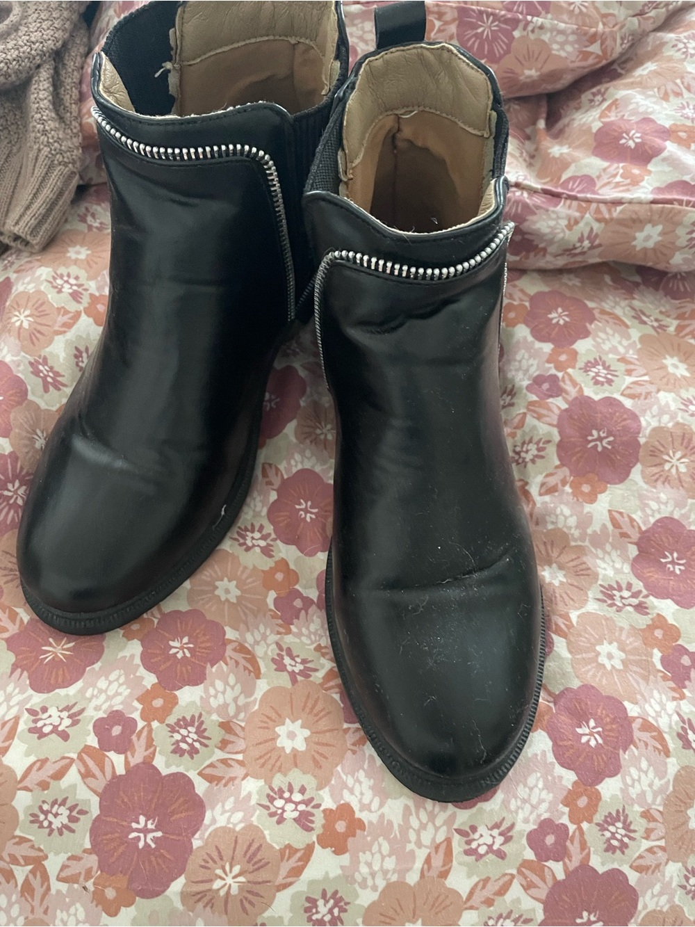 Women's Black Ankle Booties with Decorative Zip Trim - Picture 6 of 6